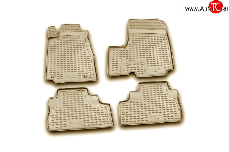 2 654 р. Коврики в салон Element 4 шт. (полиуретан, бежевые) Honda CR-V RE1,RE2,RE3,RE4,RE5,RE7 дорестайлинг (2007-2010)  с доставкой в г. Вологда
