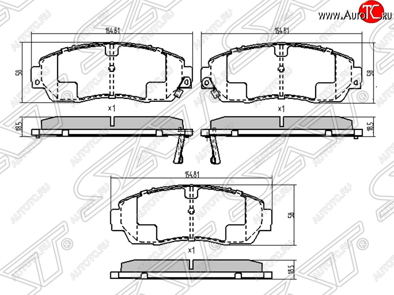 1 139 р. Колодки тормозные передние SAT  Honda CR-V  RE1,RE2,RE3,RE4,RE5,RE7 (2007-2012) дорестайлинг, рестайлинг  с доставкой в г. Вологда