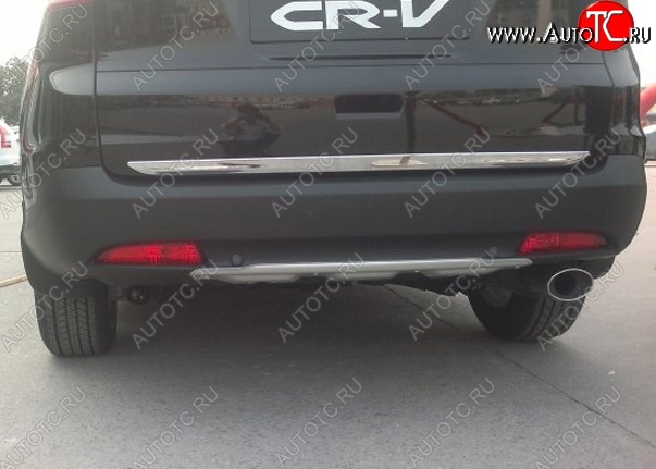 9 749 р. Накладка на задний бампер CT Honda CR-V RM1,RM3,RM4 дорестайлинг (2012-2015) (Неокрашенная)  с доставкой в г. Вологда