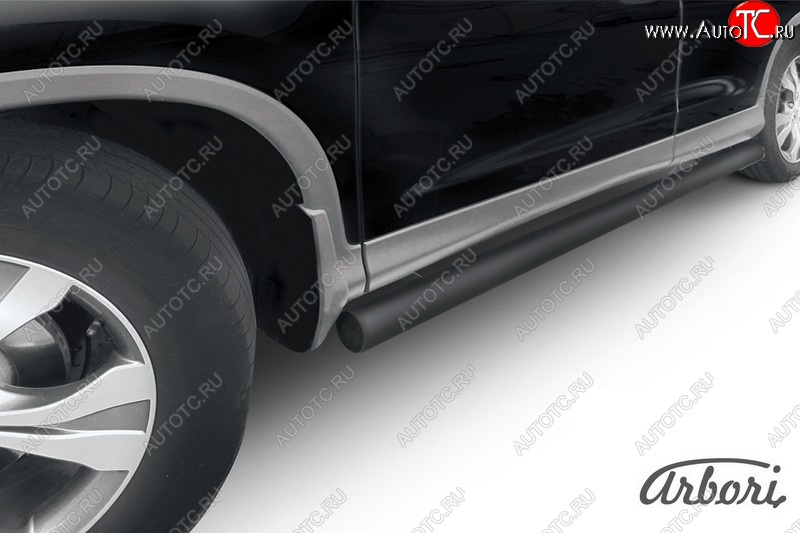 1 709 р. Защита штатных порогов Arbori (с проступью, черная, d76 mm). Honda CR-V RM1,RM3,RM4 дорестайлинг (2012-2015)  с доставкой в г. Вологда