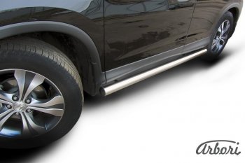12 869 р. Защита штатных порогов Arbori (нержавейка, d76 mm). Honda CR-V RM1,RM3,RM4 дорестайлинг (2012-2015)  с доставкой в г. Вологда. Увеличить фотографию 2