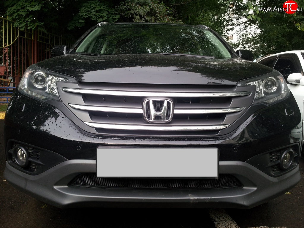 1 469 р. Сетка на бампер (2.0) Russtal (черная) Honda CR-V RM1,RM3,RM4 дорестайлинг (2012-2015)  с доставкой в г. Вологда