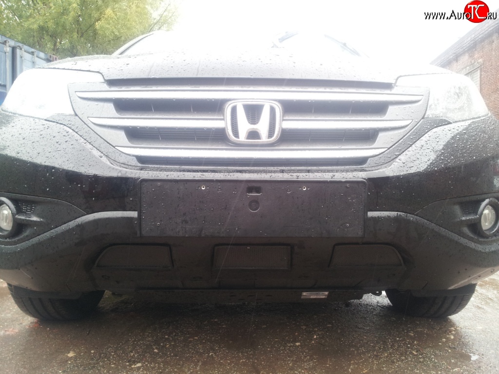 2 249 р. Сетка на бампер (2.4) Russtal (черная) Honda CR-V RM1,RM3,RM4 дорестайлинг (2012-2015)  с доставкой в г. Вологда