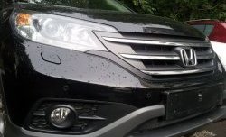 1 539 р. Сетка на бампер (2.0) Russtal (хром) Honda CR-V RM1,RM3,RM4 дорестайлинг (2012-2015)  с доставкой в г. Вологда. Увеличить фотографию 2