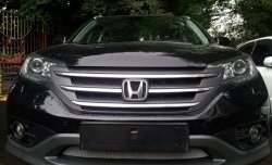 1 539 р. Сетка на бампер (2.0) Russtal (хром) Honda CR-V RM1,RM3,RM4 дорестайлинг (2012-2015)  с доставкой в г. Вологда. Увеличить фотографию 5