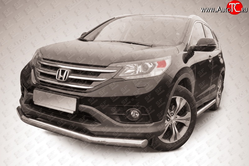 13 749 р. Одинарная защита переднего бампера диаметром 76 мм Slitkoff Honda CR-V RM1,RM3,RM4 дорестайлинг (2012-2015) (Нержавейка, Полированная)  с доставкой в г. Вологда