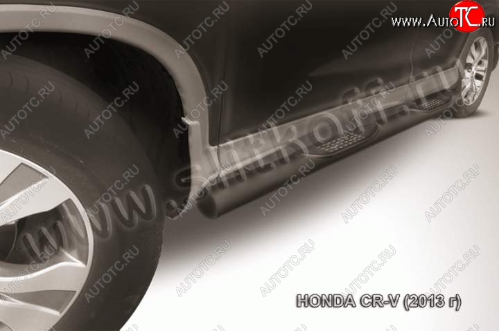 12 399 р. Защита порогов из трубы d76 Slitkoff (с проступью) Honda CR-V RM1,RM3,RM4 дорестайлинг (2012-2015) (Цвет: серебристый)  с доставкой в г. Вологда