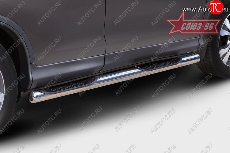 14 939 р. Защита порогов с проступью Souz-96 (d76) Honda CR-V RM1,RM3,RM4 дорестайлинг (2012-2015)  с доставкой в г. Вологда