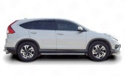 12 299 р. Защита порогов из круглой трубы диаметром 63 мм (рестайлинг) Russtal Honda CR-V RM1,RM3,RM4 дорестайлинг (2012-2015) (Защита порогов с со скосами на торцах (вариант 1))  с доставкой в г. Вологда. Увеличить фотографию 2