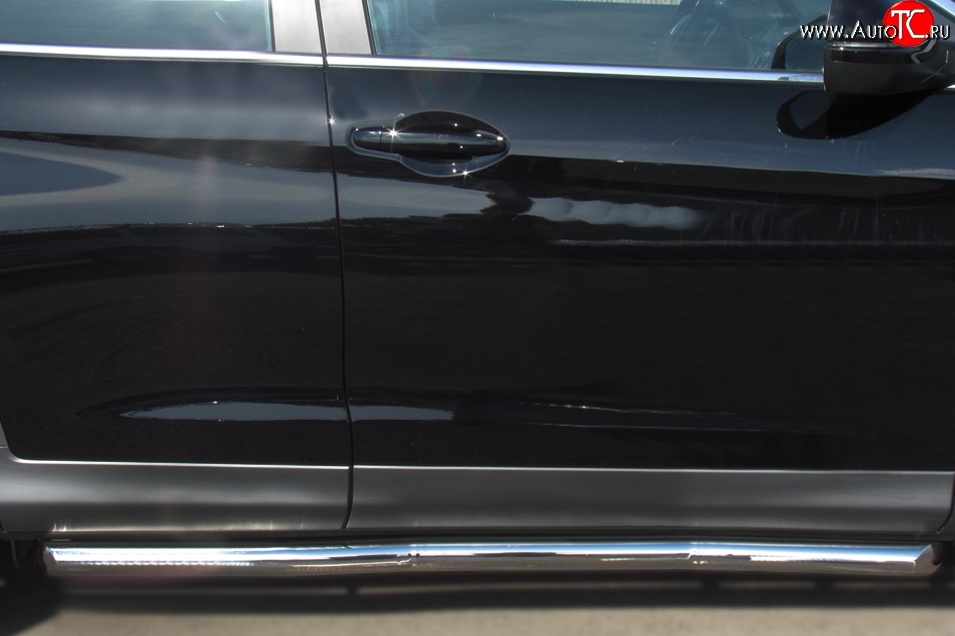 13 249 р. Защита порогов из круглой трубы диаметром 63 мм Russtal Honda CR-V RM1,RM3,RM4 дорестайлинг (2012-2015) (Защита порогов с со скосами на торцах (вариант 1))  с доставкой в г. Вологда