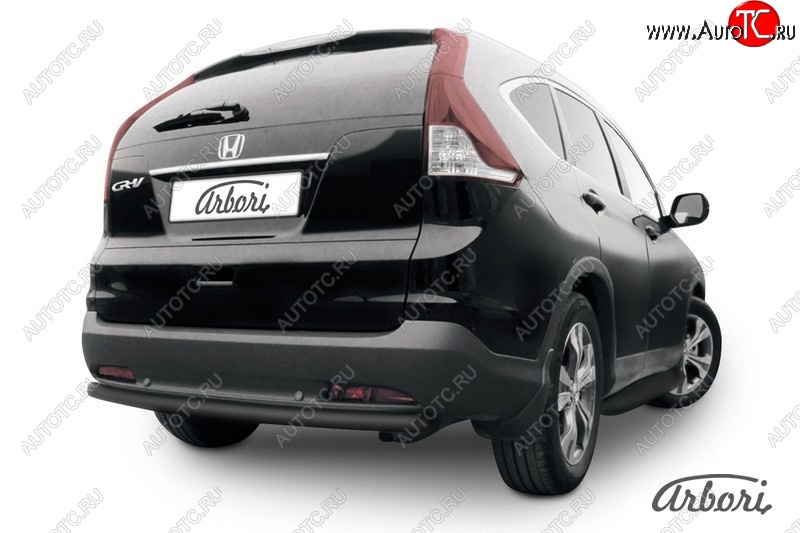 7 019 р. Защита заднего бампера Arbori (черная, 1 труба d57 mm). Honda CR-V RM1,RM3,RM4 дорестайлинг (2012-2015)  с доставкой в г. Вологда