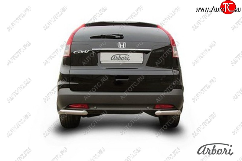 8 999 р. Защита заднего бампера Arbori (уголки, нержавейка, 1 труба d57 mm). Honda CR-V RM1,RM3,RM4 дорестайлинг (2012-2015)  с доставкой в г. Вологда
