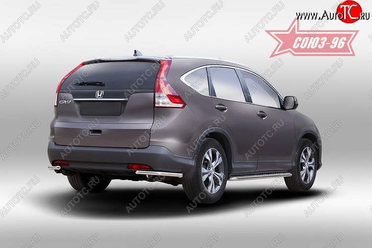 8 189 р. Защита заднего бампера из боковых уголков Souz-96 (d42) Honda CR-V RM1,RM3,RM4 дорестайлинг (2012-2015)  с доставкой в г. Вологда