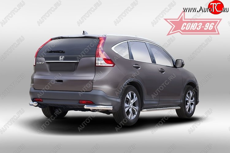 9 899 р. Защита заднего бампера из боковых уголков Souz-96 (d60) Honda CR-V RM1,RM3,RM4 дорестайлинг (2012-2015)  с доставкой в г. Вологда