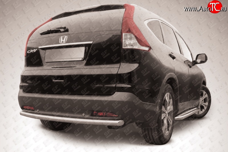 8 999 р. Защита заднего бампера из трубы диаметром 57 мм Slitkoff Honda CR-V RM1,RM3,RM4 дорестайлинг (2012-2015) (Нержавейка, Полированная)  с доставкой в г. Вологда