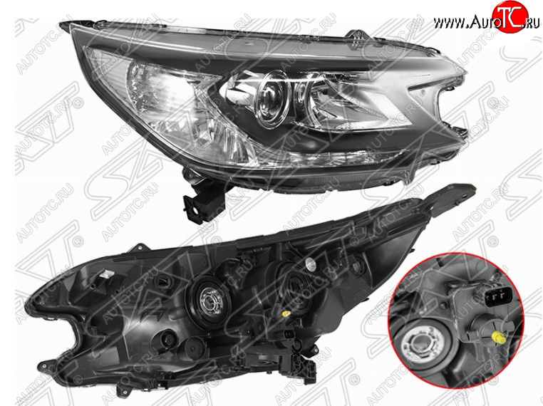 11 249 р. Правая передняя фара SAT Honda CR-V RM1,RM3,RM4 дорестайлинг (2012-2015) (Галоген, с электрокорректором, не диодная)  с доставкой в г. Вологда
