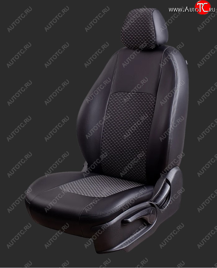 7 249 р. Чехлы для сидений Lord Autofashion Турин (экокожа/жаккард, спинка и сиденье 40/60, 2 П- и 1 Г-образных подголовника) Honda CR-V RM1,RM3,RM4 рестайлинг (2014-2018) (Черный, вставка жаккард Чёрный Люкс-94)  с доставкой в г. Вологда