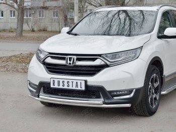17 449 р. Защита переднего бампера (2 трубыØ42 мм, нержавейка) SLITKOFF Honda CR-V RW,RT дорестайлинг (2016-2020)  с доставкой в г. Вологда. Увеличить фотографию 2