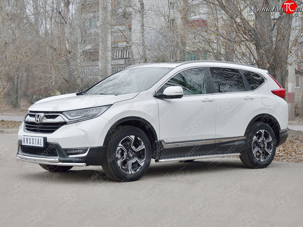 17 449 р. Защита переднего бампера (2 трубыØ42 мм, нержавейка) SLITKOFF Honda CR-V RW,RT дорестайлинг (2016-2020)  с доставкой в г. Вологда