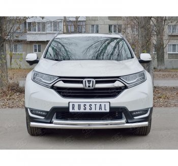 20 399 р. Защита переднего бампера (2 трубыØ63 и 42 мм, нержавейка) SLITKOFF Honda CR-V RW,RT дорестайлинг (2016-2020)  с доставкой в г. Вологда. Увеличить фотографию 2