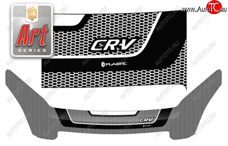 2 879 р. Дефлектор капота CA-Plastiс exclusive  Honda CR-V  RD4,RD5,RD6,RD7,RD9  (2001-2006) дорестайлинг, рестайлинг (Серия Art белая)  с доставкой в г. Вологда