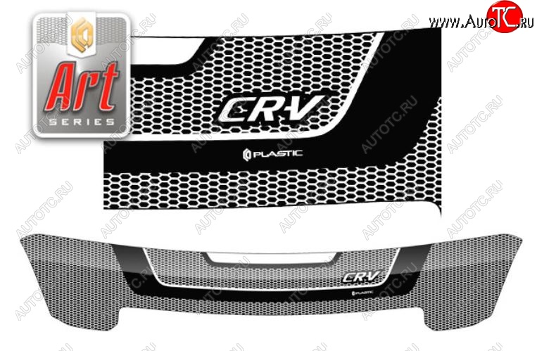 2 299 р. Дефлектор капота CA-Plastiс  Honda CR-V  RD4,RD5,RD6,RD7,RD9  (2001-2006) дорестайлинг, рестайлинг (Серия Art черная)  с доставкой в г. Вологда