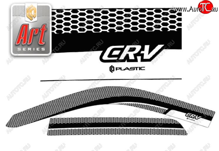 2 199 р. Дефлектора окон CA-Plastic  Honda CR-V  RD4,RD5,RD6,RD7,RD9  (2001-2006) дорестайлинг, рестайлинг (Серия Art черная, Без хром.молдинга)  с доставкой в г. Вологда