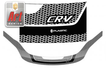 Дефлектор капота CA-Plastiс exclusive Honda CR-V  RE1,RE2,RE3,RE4,RE5,RE7 (2009-2012) рестайлинг (Серия Art черная)