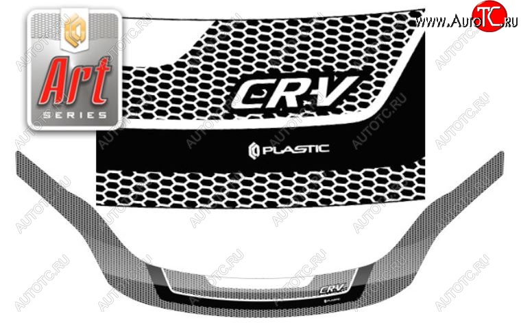 2 479 р. Дефлектор капота CA-Plastiс exclusive  Honda CR-V  RE1,RE2,RE3,RE4,RE5,RE7 (2009-2012) рестайлинг (Серия Art черная)  с доставкой в г. Вологда