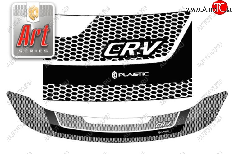 2 159 р. Дефлектор капота CA-Plastiс  Honda CR-V  RE1,RE2,RE3,RE4,RE5,RE7 (2009-2012) рестайлинг (Серия Art графит)  с доставкой в г. Вологда