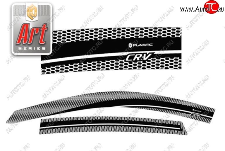 2 199 р. Дефлектора окон CA-Plastic  Honda CR-V  RE1,RE2,RE3,RE4,RE5,RE7 (2009-2012) рестайлинг (Серия Art черная, Без хром.молдинга)  с доставкой в г. Вологда