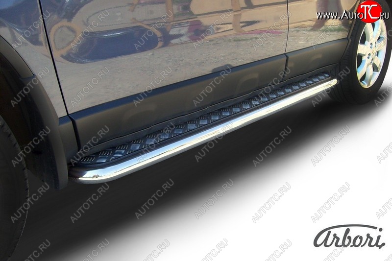 14 219 р. Защита штатных порогов с листом Arbori (нержавейка, алюминий, d57) Honda CR-V RE1,RE2,RE3,RE4,RE5,RE7 рестайлинг (2009-2012)  с доставкой в г. Вологда