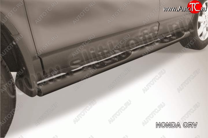 12 399 р. Защита порогов из труб d76 Slitkoff (с проступями) Honda CR-V RE1,RE2,RE3,RE4,RE5,RE7 рестайлинг (2009-2012) (Цвет: серебристый)  с доставкой в г. Вологда