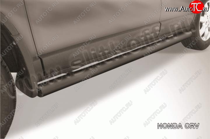 10 599 р. Защита порогов из труб d76 Slitkoff Honda CR-V RE1,RE2,RE3,RE4,RE5,RE7 рестайлинг (2009-2012) (Цвет: серебристый)  с доставкой в г. Вологда