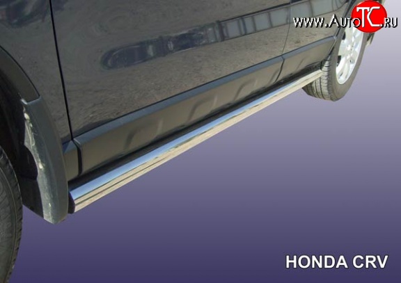 14 999 р. Защита порогов из круглой трубы диаметром 76 мм Slitkoff Honda CR-V RE1,RE2,RE3,RE4,RE5,RE7 рестайлинг (2009-2012) (Нержавейка, Полированная)  с доставкой в г. Вологда