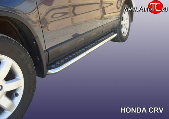 16 999 р. Широкая защита порогов Slitkoff Honda CR-V RE1,RE2,RE3,RE4,RE5,RE7 рестайлинг (2009-2012) (Нержавейка, Полированная)  с доставкой в г. Вологда