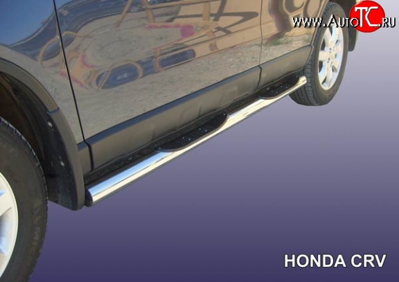 17 699 р. Защита порогов из трубы d76 мм с пластиковыми вставками для ног Slitkoff Honda CR-V RE1,RE2,RE3,RE4,RE5,RE7 рестайлинг (2009-2012) (Нержавейка, Полированная)  с доставкой в г. Вологда