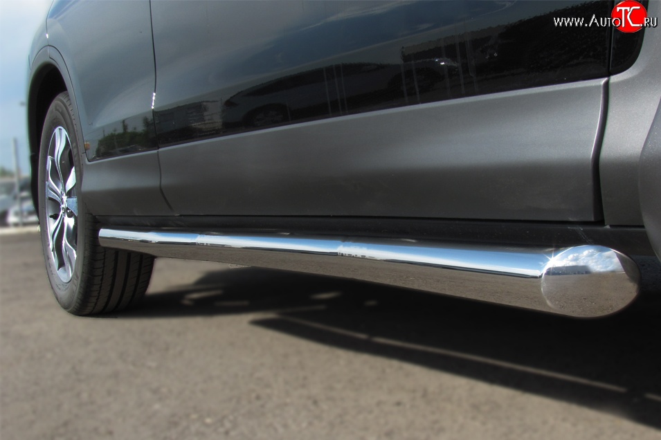 77 999 р. Защита порогов из круглой трубы диаметром 76 мм Russtal Honda CR-V RE1,RE2,RE3,RE4,RE5,RE7 рестайлинг (2009-2012) (Защита порогов с со скосами на торцах (вариант 1))  с доставкой в г. Вологда
