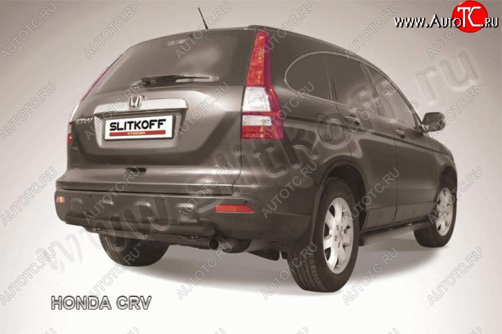 6 399 р. Защита заднего бампера из трубы d 57 Slitkoff (короткая) Honda CR-V RE1,RE2,RE3,RE4,RE5,RE7 рестайлинг (2009-2012) (Цвет: серебристый)  с доставкой в г. Вологда