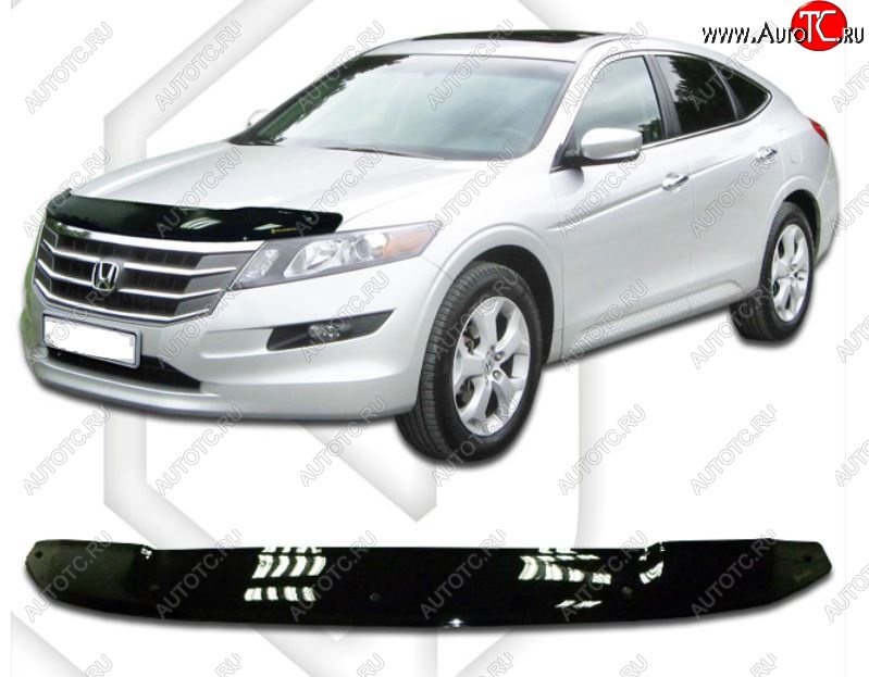 1 999 р. Дефлектор капота CA-Plastiс  Honda Crosstour  1 (2009-2016) TF дорестайлинг, TF рестайлинг (Classic черный, Без надписи)  с доставкой в г. Вологда