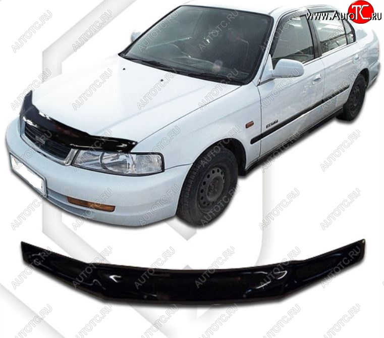1 999 р. Дефлектор капота (MB3, MB4, MB5) CA-Plastic  Honda Domani  MB (1997-2000) (Classic черный, Без надписи)  с доставкой в г. Вологда