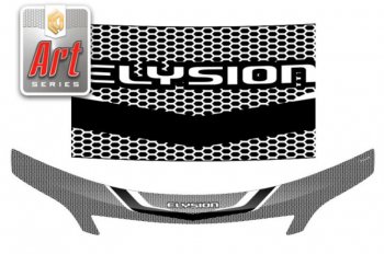 Дефлектор капота (RR1, RR2, RR3, RR4) CA-Plastic exclusive Honda Elysion  1 (2004-2006) дорестайлинг (Серия Art серебро)