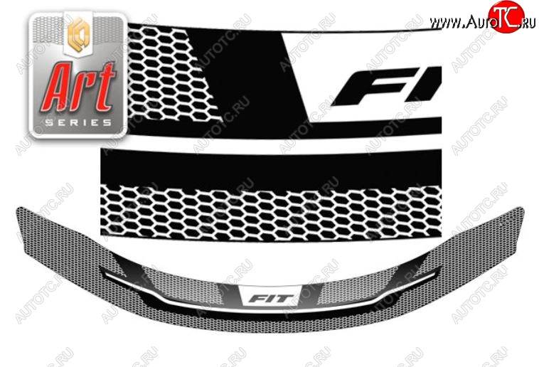 2 199 р. Дефлектор капота CA-Plastiс  Honda Fit ( GP,GK,  3,  3 GP,GK) (2013-2020)  дорестайлинг, GP,GK 1-ый рестайлинг, 2-ой рестайлинг (Серия Art белая)  с доставкой в г. Вологда