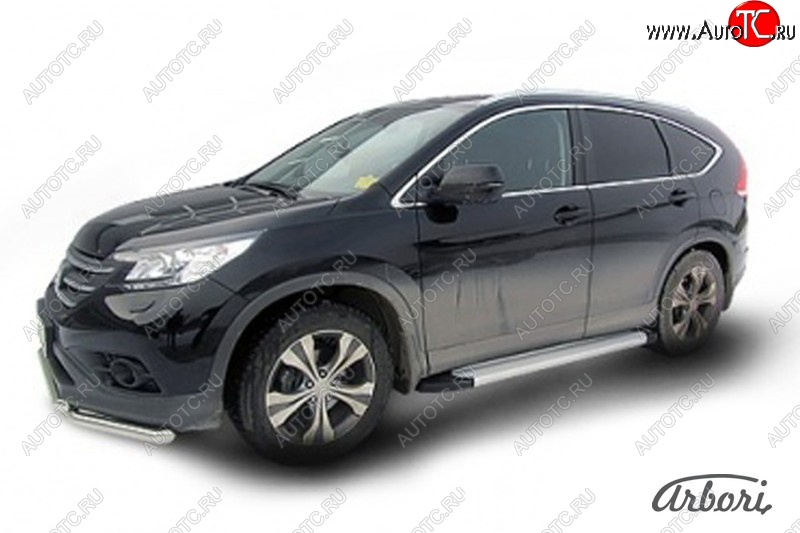 10 979 р. Порожки для ног Arbori Optima Silver Honda CR-V RM1,RM3,RM4 рестайлинг (2014-2018)  с доставкой в г. Вологда