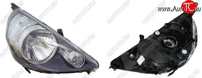 3 599 р. Правая фара SAT (чёрная, Евросвет) Honda Fit 1 GD дорестайлинг (2001-2004)  с доставкой в г. Вологда