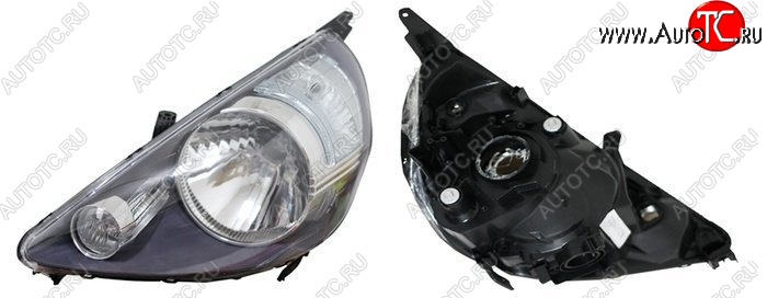 3 899 р. Левая фара SAT (чёрная, Евросвет) Honda Fit 1 GD дорестайлинг (2001-2004)  с доставкой в г. Вологда