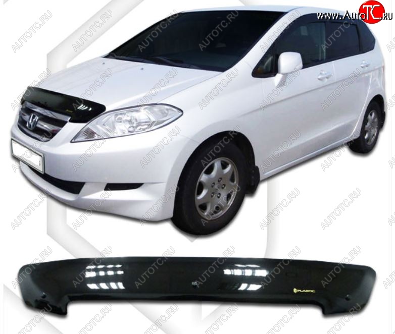 1 899 р. Дефлектор капота CA-Plastic Honda FR-V (2004-2010) (Classic черный, Без надписи)  с доставкой в г. Вологда