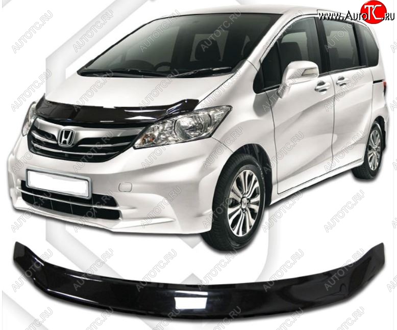 1 899 р. Дефлектор капота (GB3) CA-Plastic  Honda Freed  GB3,GB4 (2008-2011) минивэн дорестайлинг (Classic черный, Без надписи)  с доставкой в г. Вологда