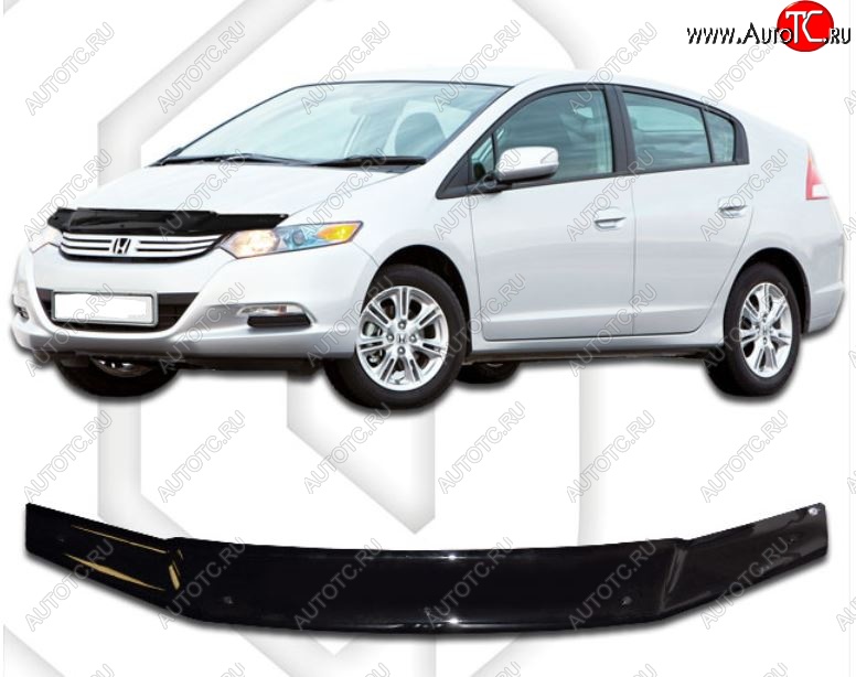 1 899 р. Дефлектор капота CA-Plastic  Honda Insight  ZE2 (2009-2011) хэтчбэк 5 дв. дорестайлинг (Classic черный, Без надписи)  с доставкой в г. Вологда