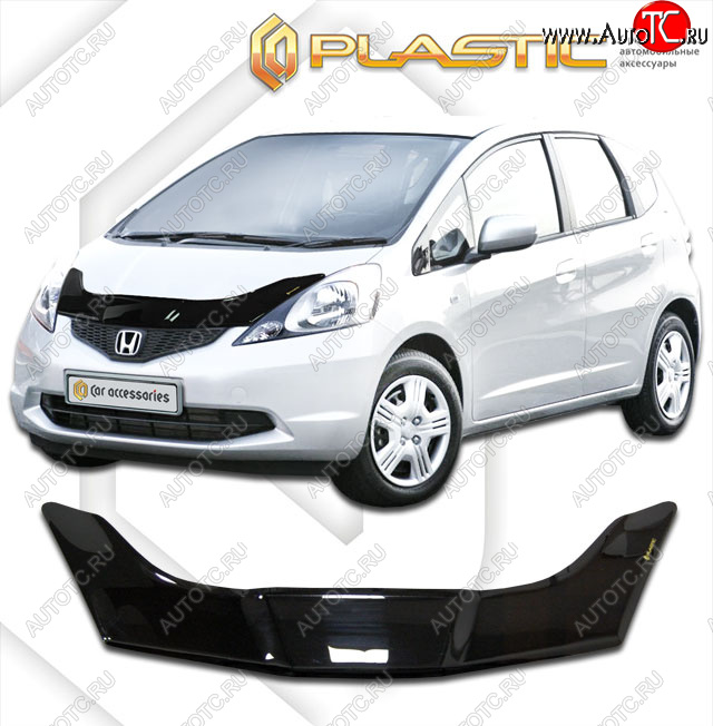 2 199 р. Дефлектор капота CA-Plastic Honda Jazz (2008-2015) (Classic черный, Без надписи)  с доставкой в г. Вологда